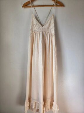EUC DESIGNER RAPSODIA CREAM BRODERIE ANGLAISE ROMANTIC MAXI DRESS SIZE XS/S